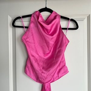 Pink backless top